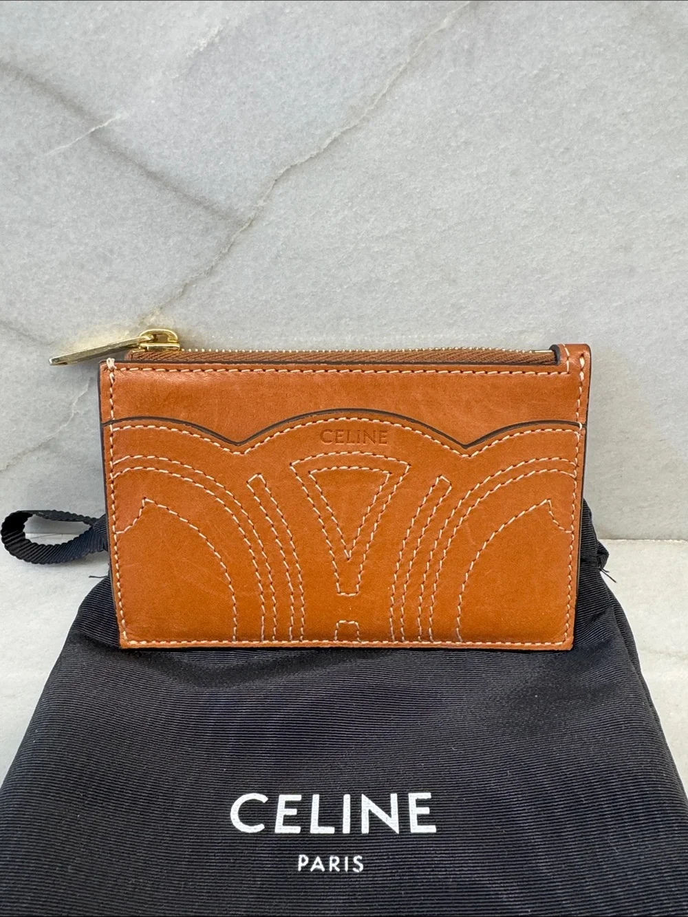 🐘 Celine Leather Zip Card Holder